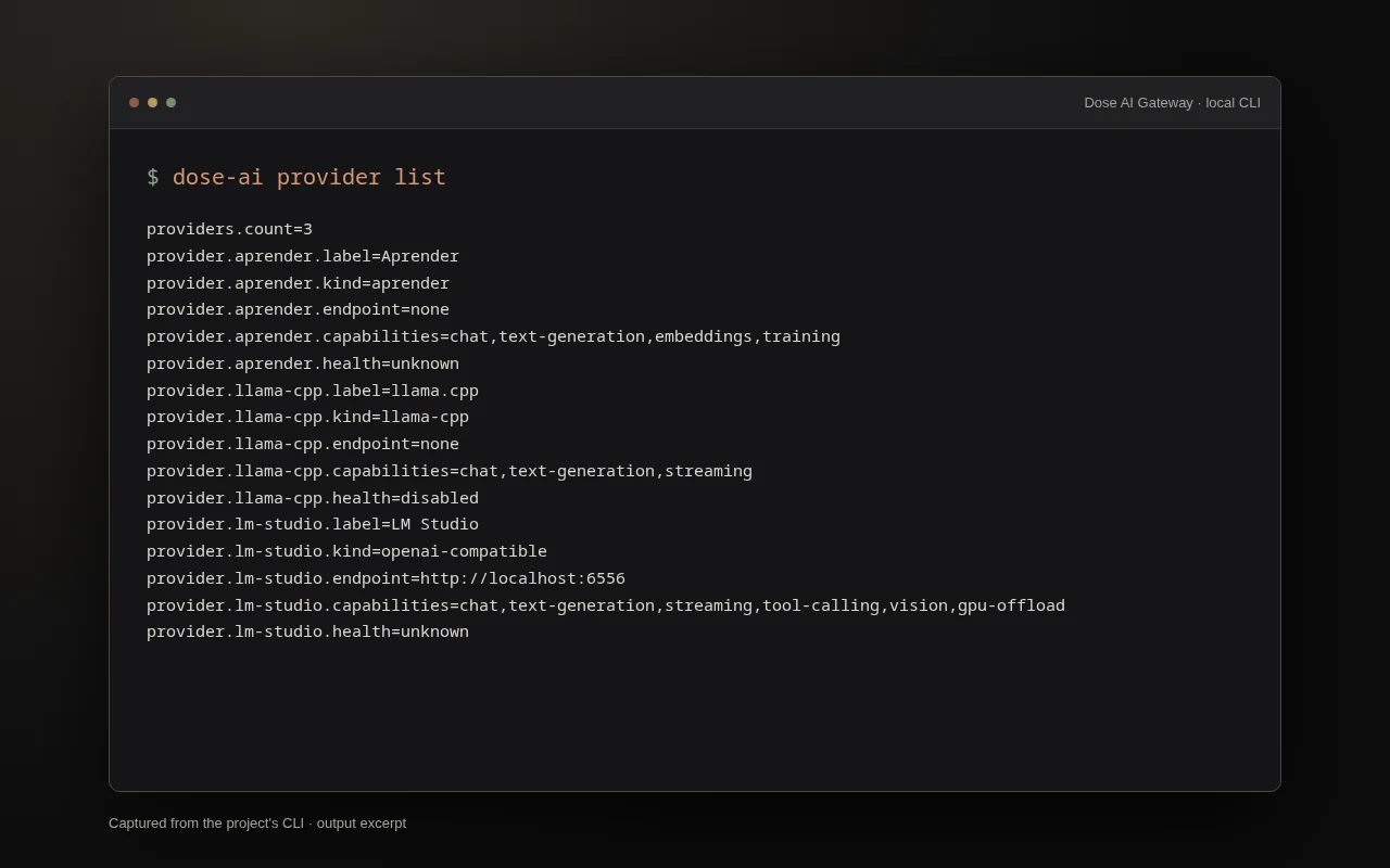 Providers · real output